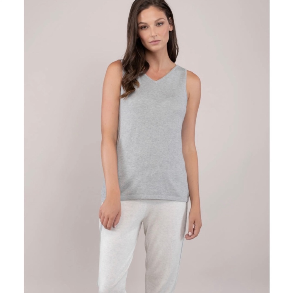 Cotton cashmere tank in cream